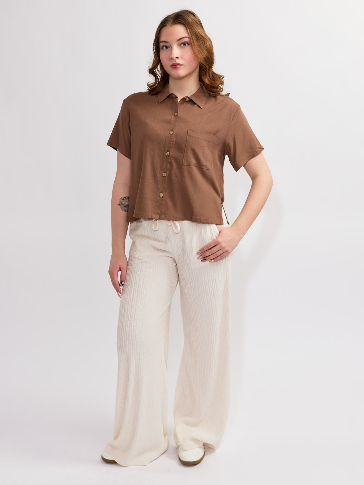 Ladies Button Front Short Sleeve Camp Shirt