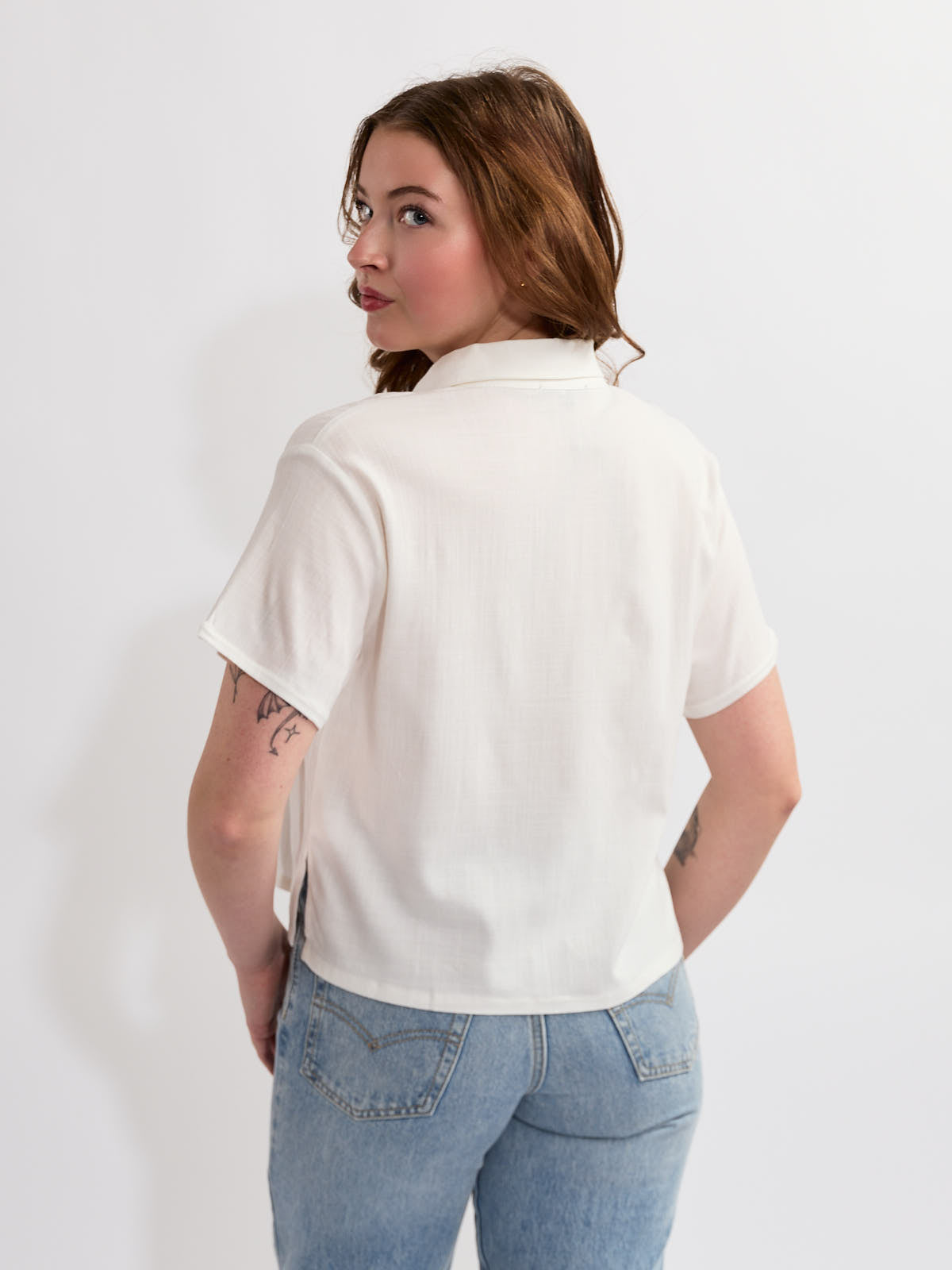 Ladies Button Front Short Sleeve Camp Shirt