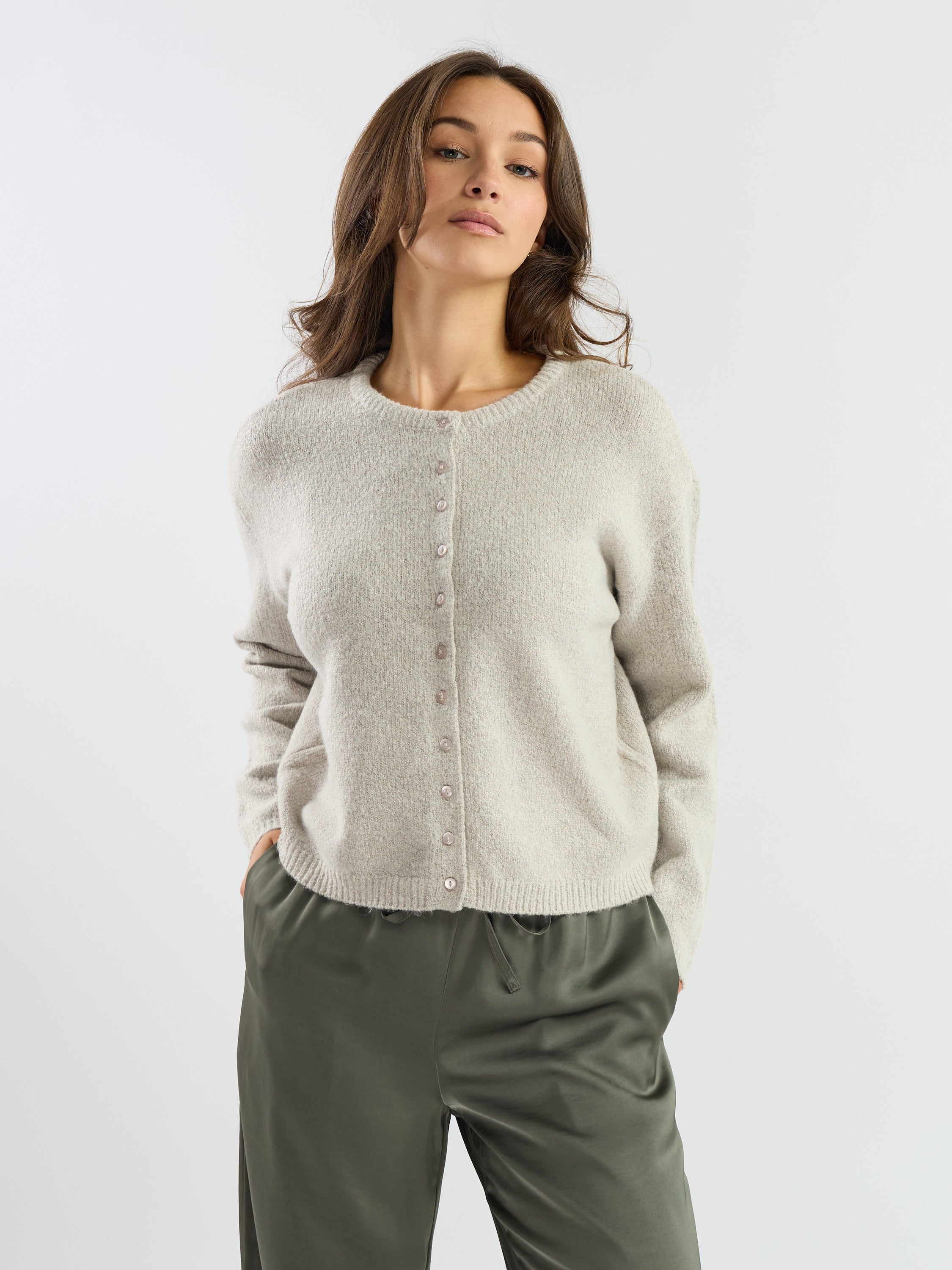 Mossy Long-Sleeve Button Cardigan