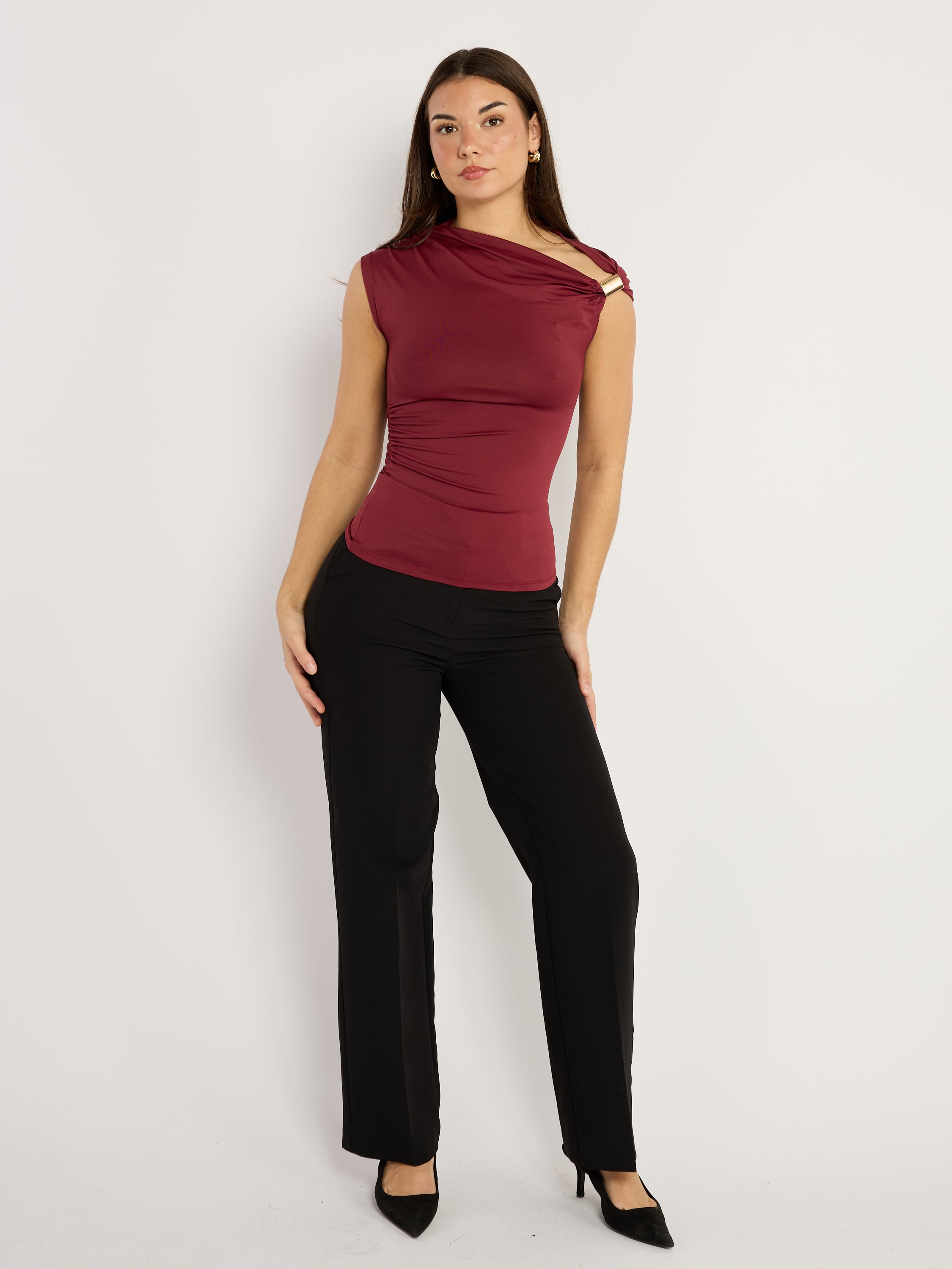 Second Skin Damian Gold Detailed Top