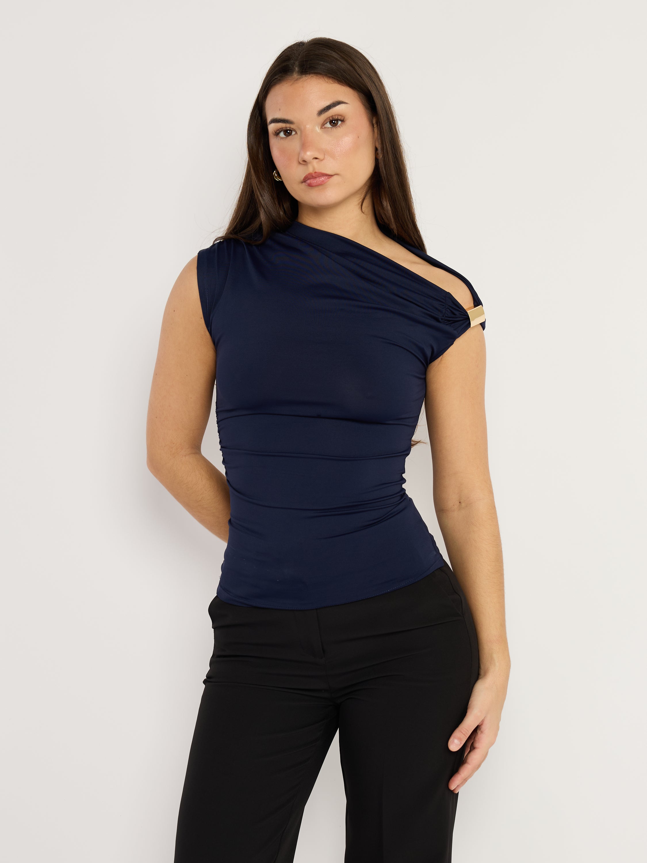 Second Skin Damian Gold Detailed Top