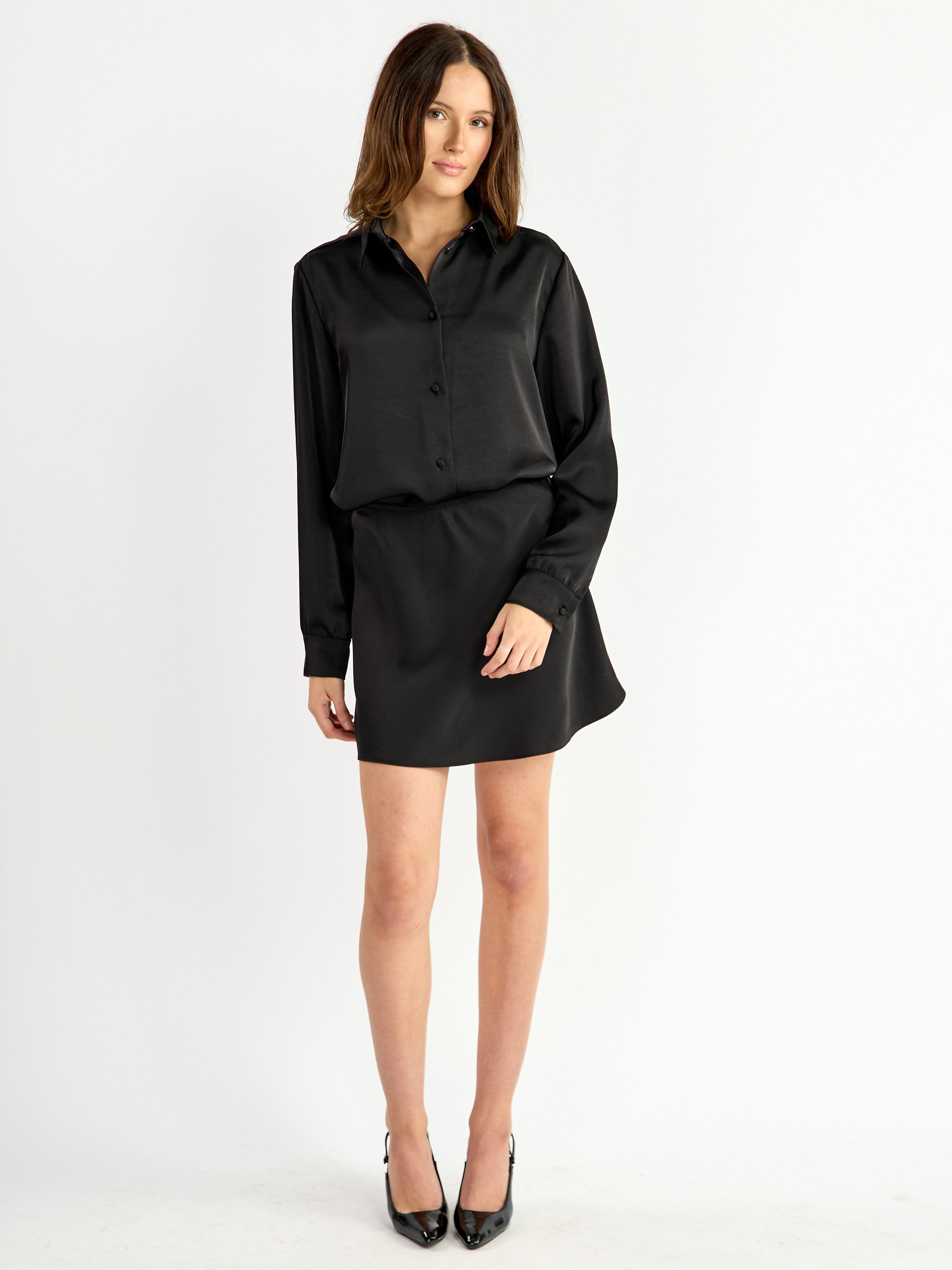 Whitty Long Sleeve Satin Blouse