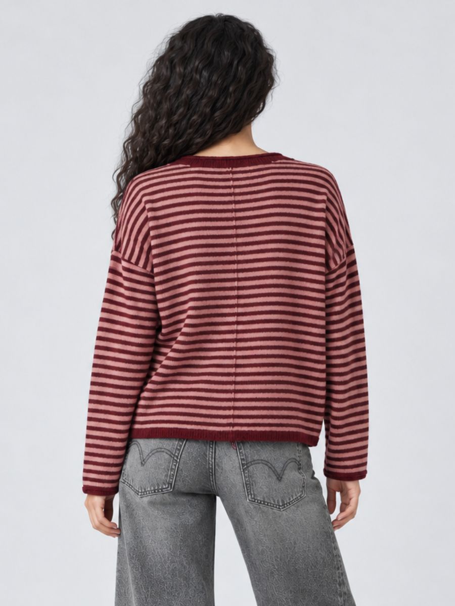 Front Seam Stripe Sweater