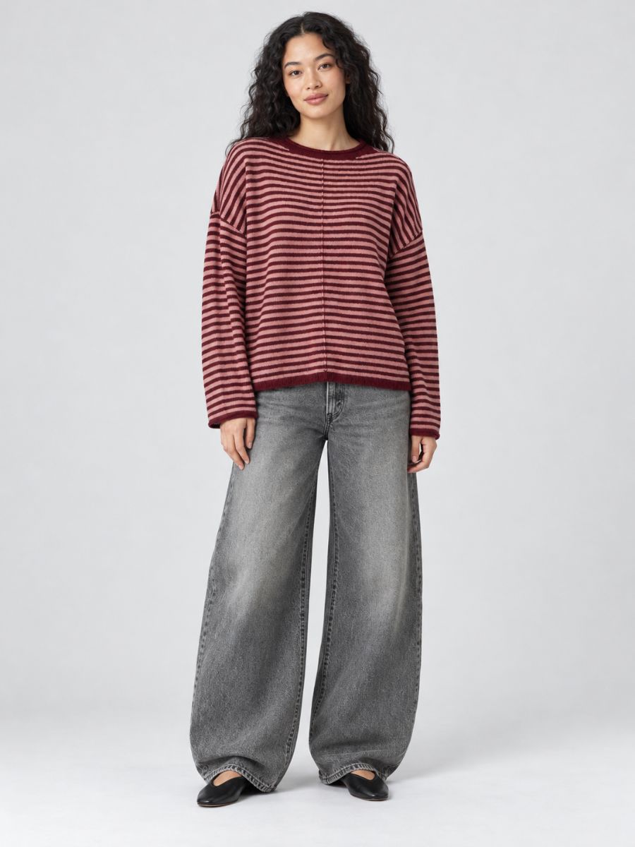 Front Seam Stripe Sweater