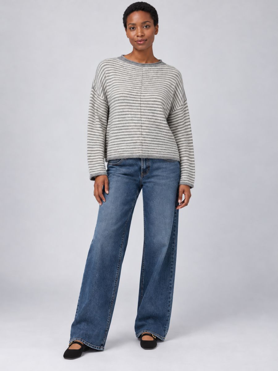 Front Seam Stripe Sweater