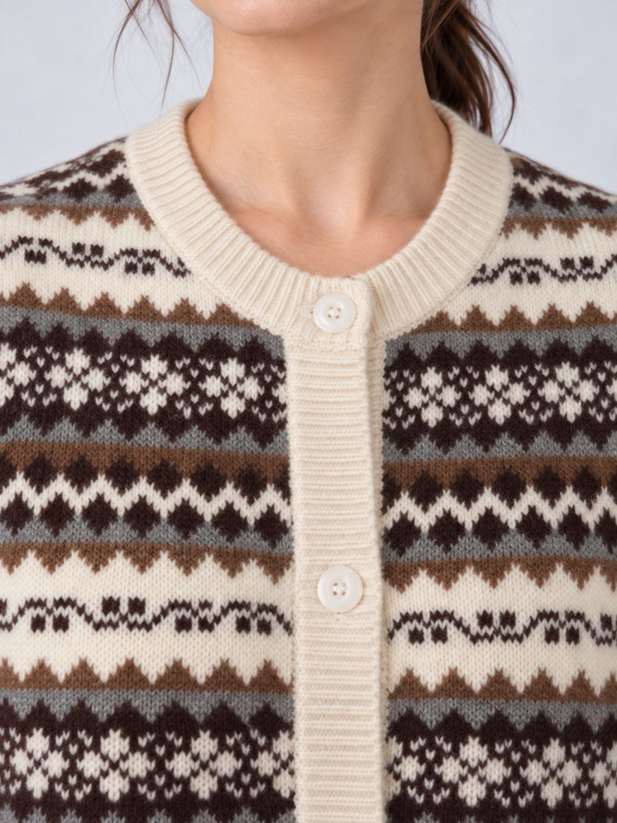 Fair Isle Long Sleeve Button Cardigan