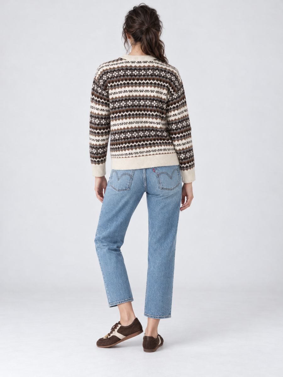 Fair Isle Long Sleeve Button Cardigan