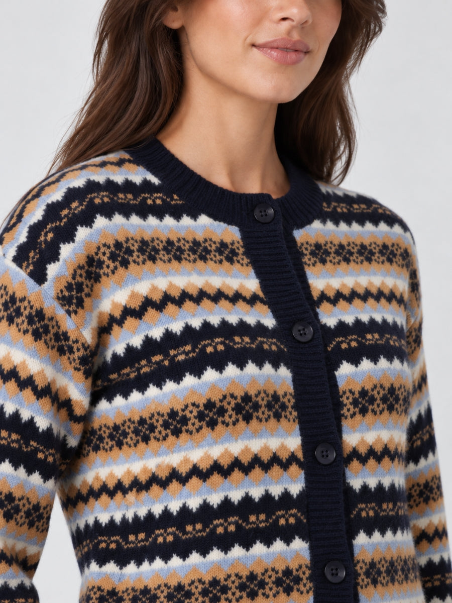 Fair Isle Long Sleeve Button Cardigan