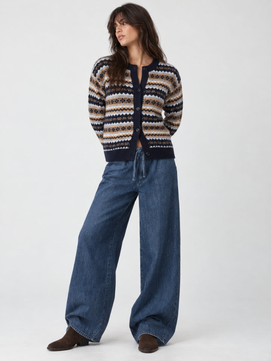Fair Isle Long Sleeve Button Cardigan