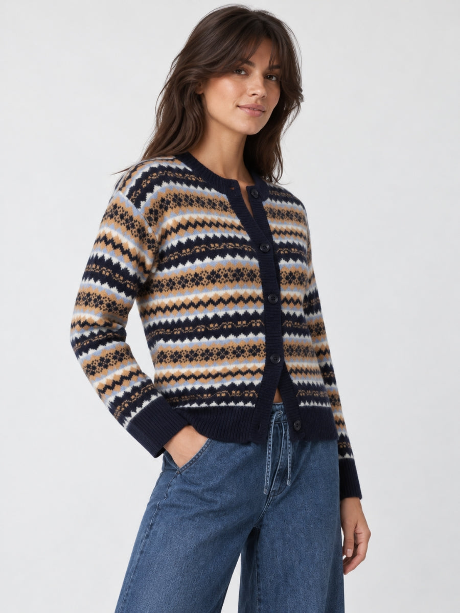 Fair Isle Long Sleeve Button Cardigan