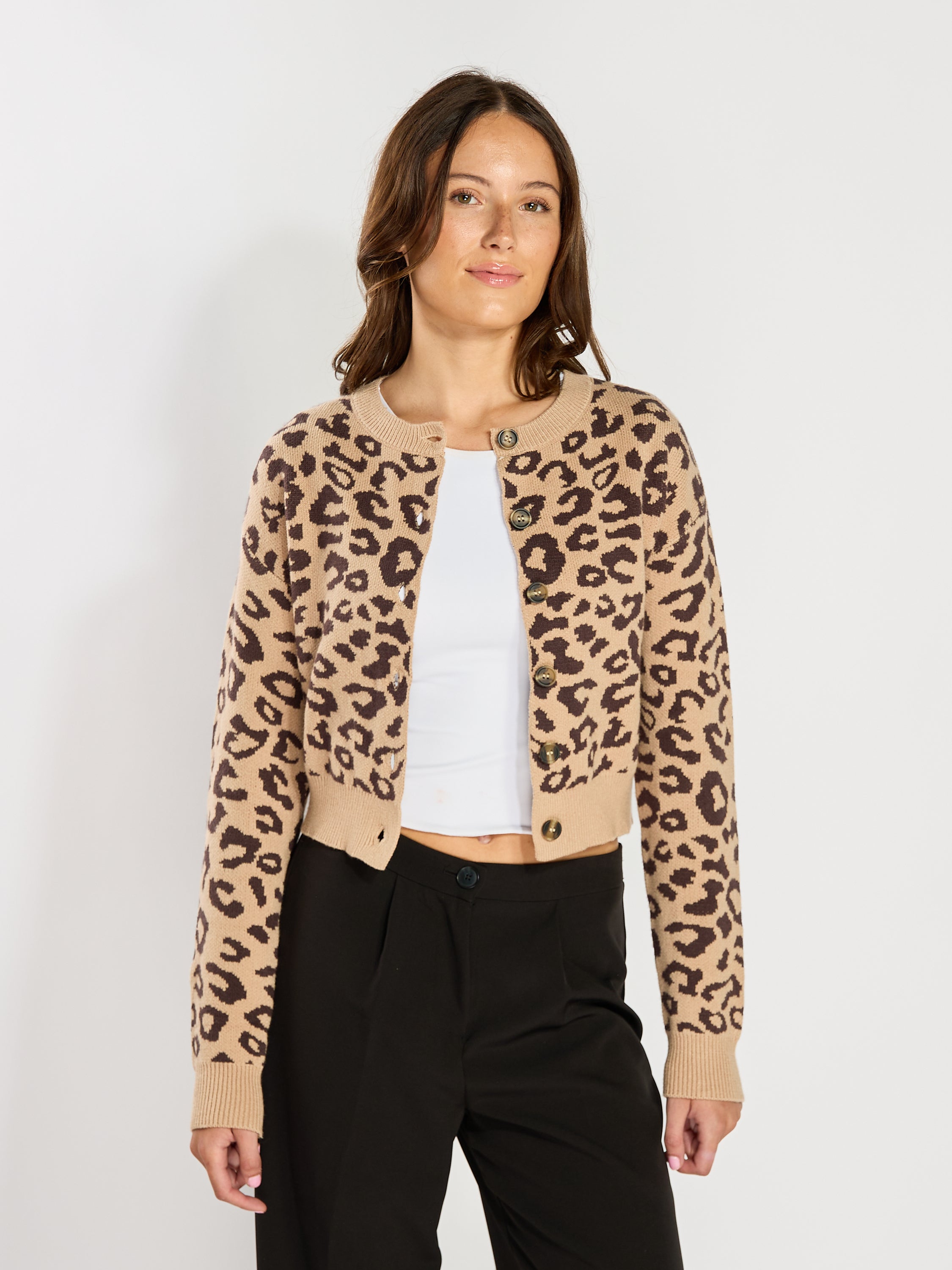 Lenny Leopard Button Cardigan