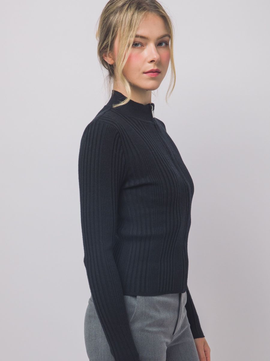 Tusk Long Sleeve Zip-Up Knit Top