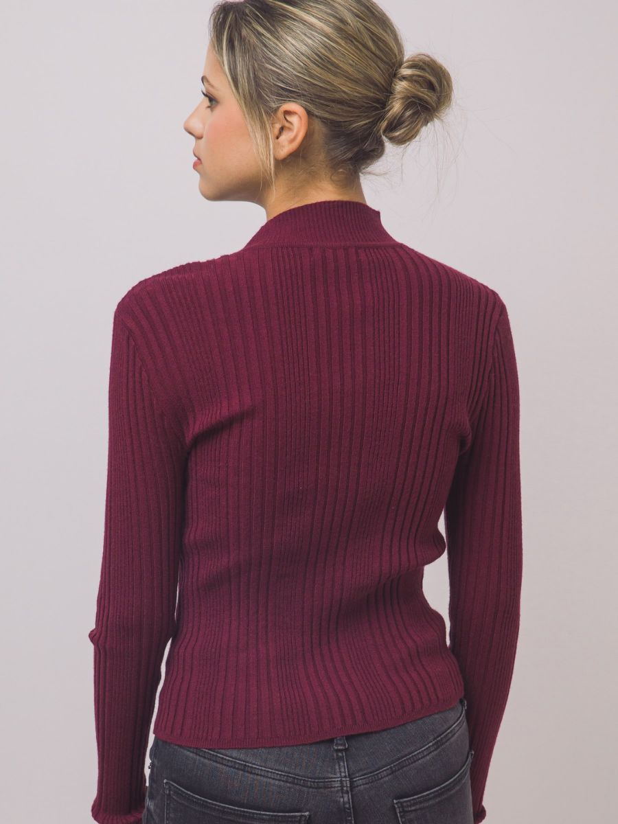 Tusk Long Sleeve Zip-Up Knit Top