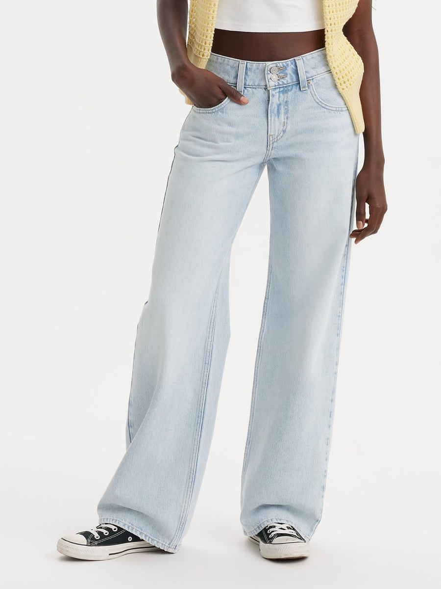 Levi's Superlow Loose Abraided Art Jean light wash wide leg jeans