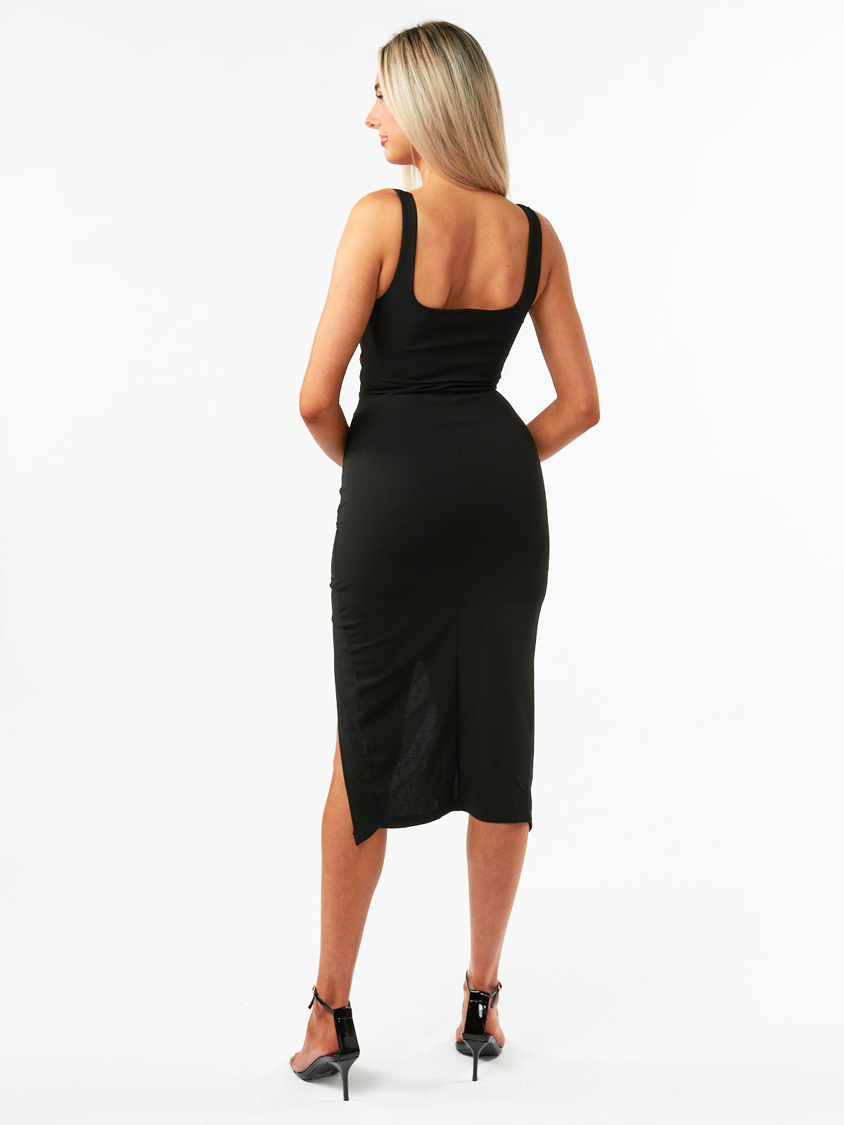 Cedric Square Neck Slit Dress