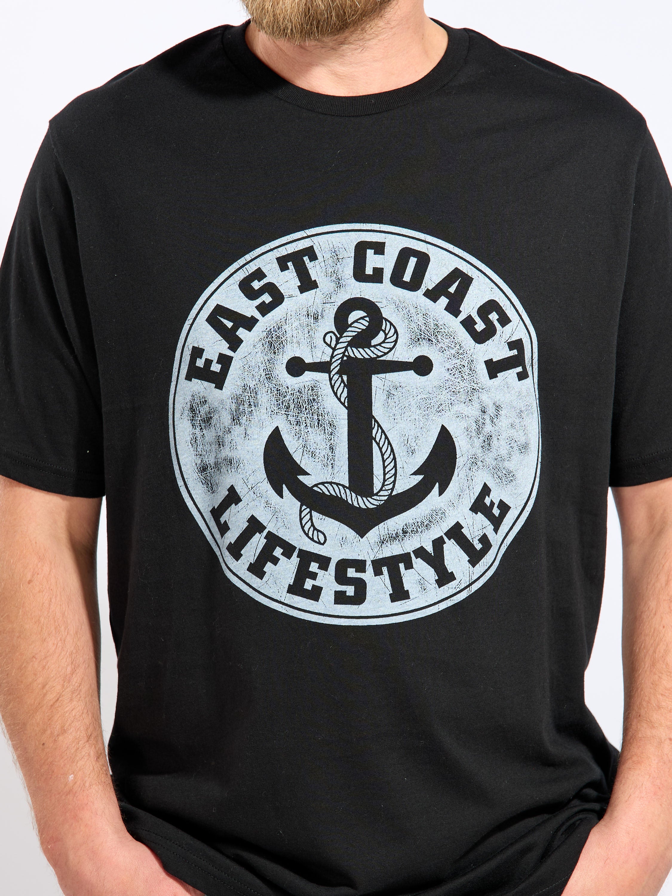 East Coast Lifestyle Distressed Anchor Logo Tee