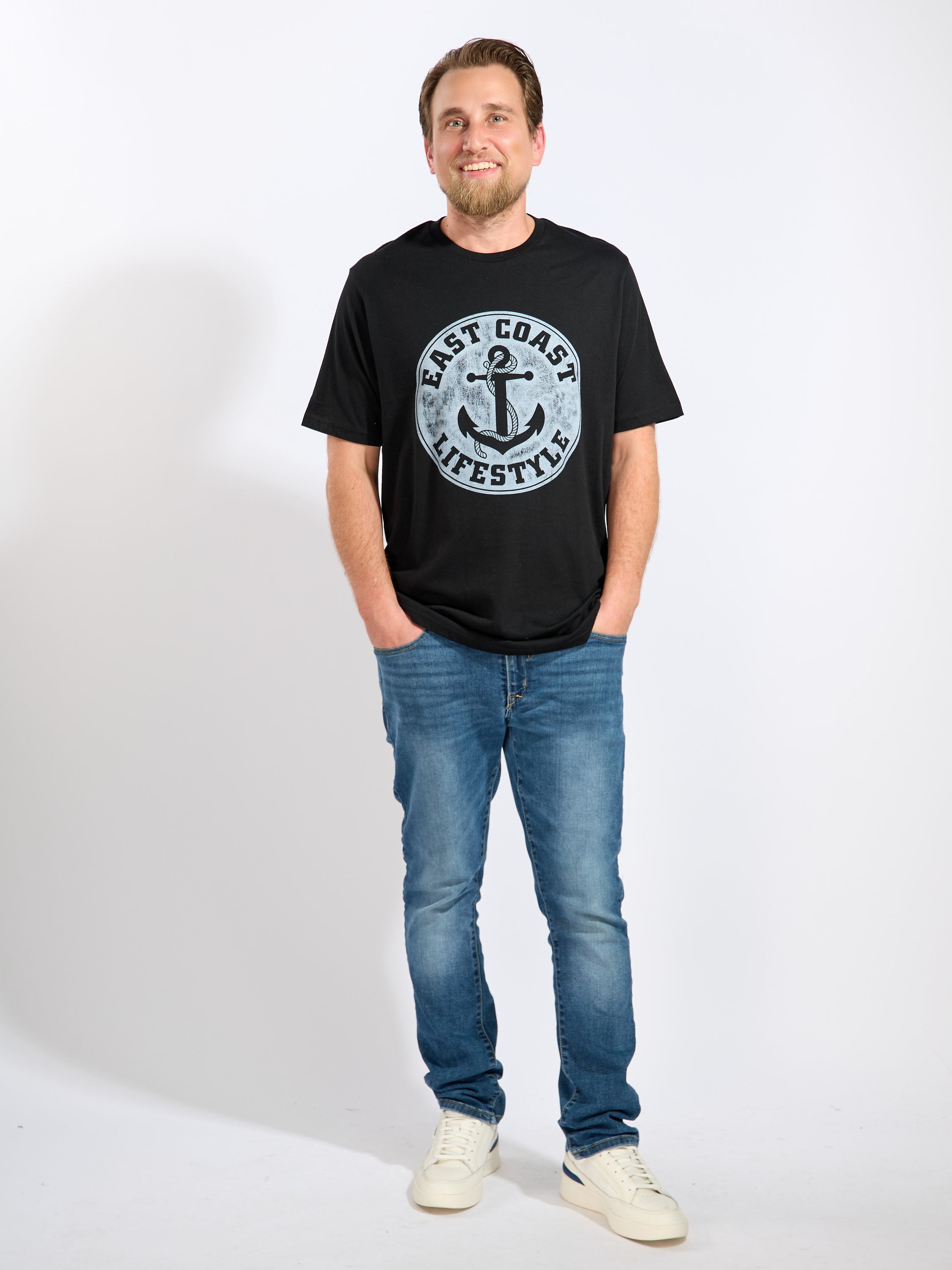 East Coast Lifestyle Distressed Anchor Logo Tee