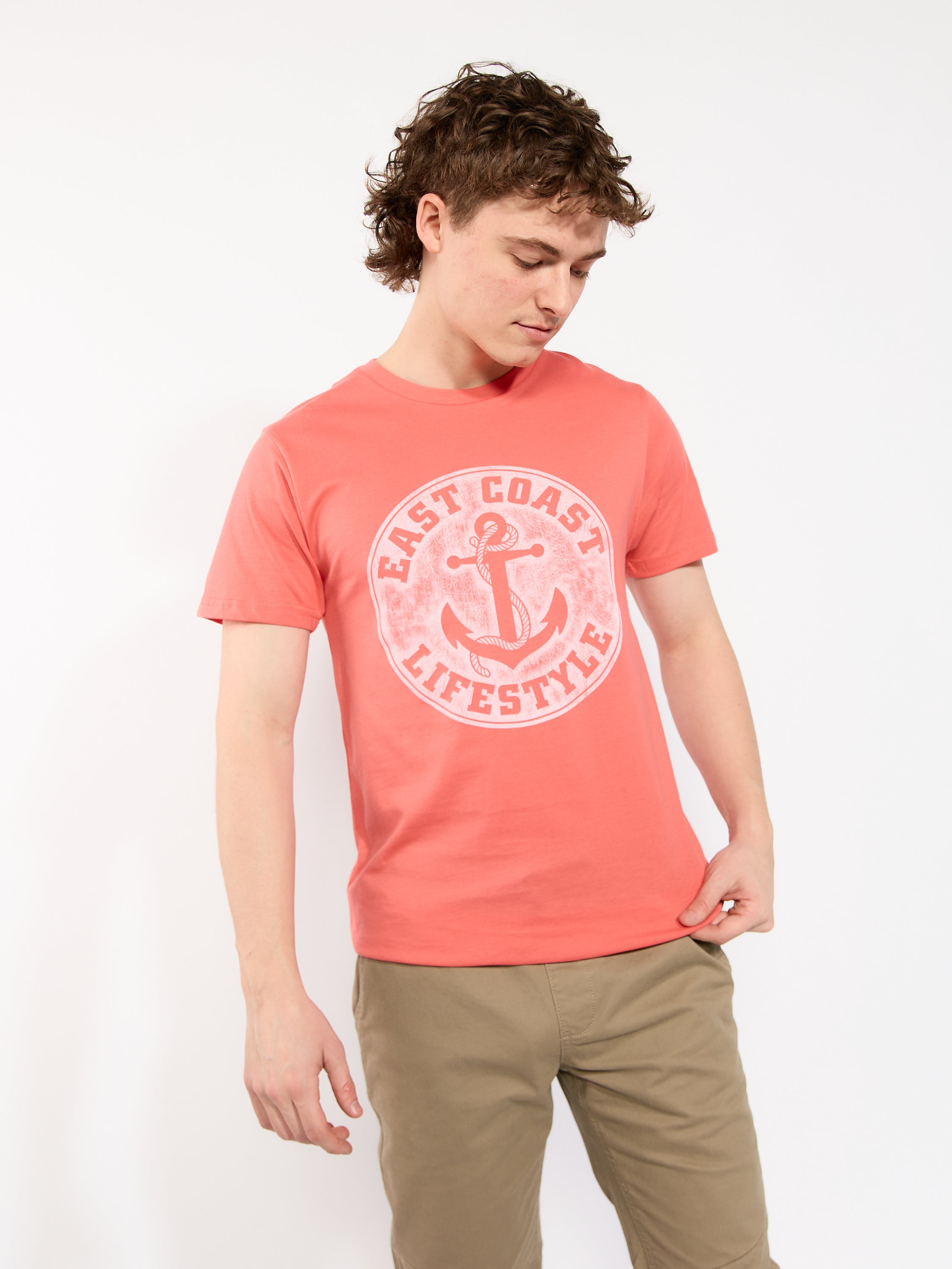 East Coast Lifestyle Distressed Anchor Logo Tee