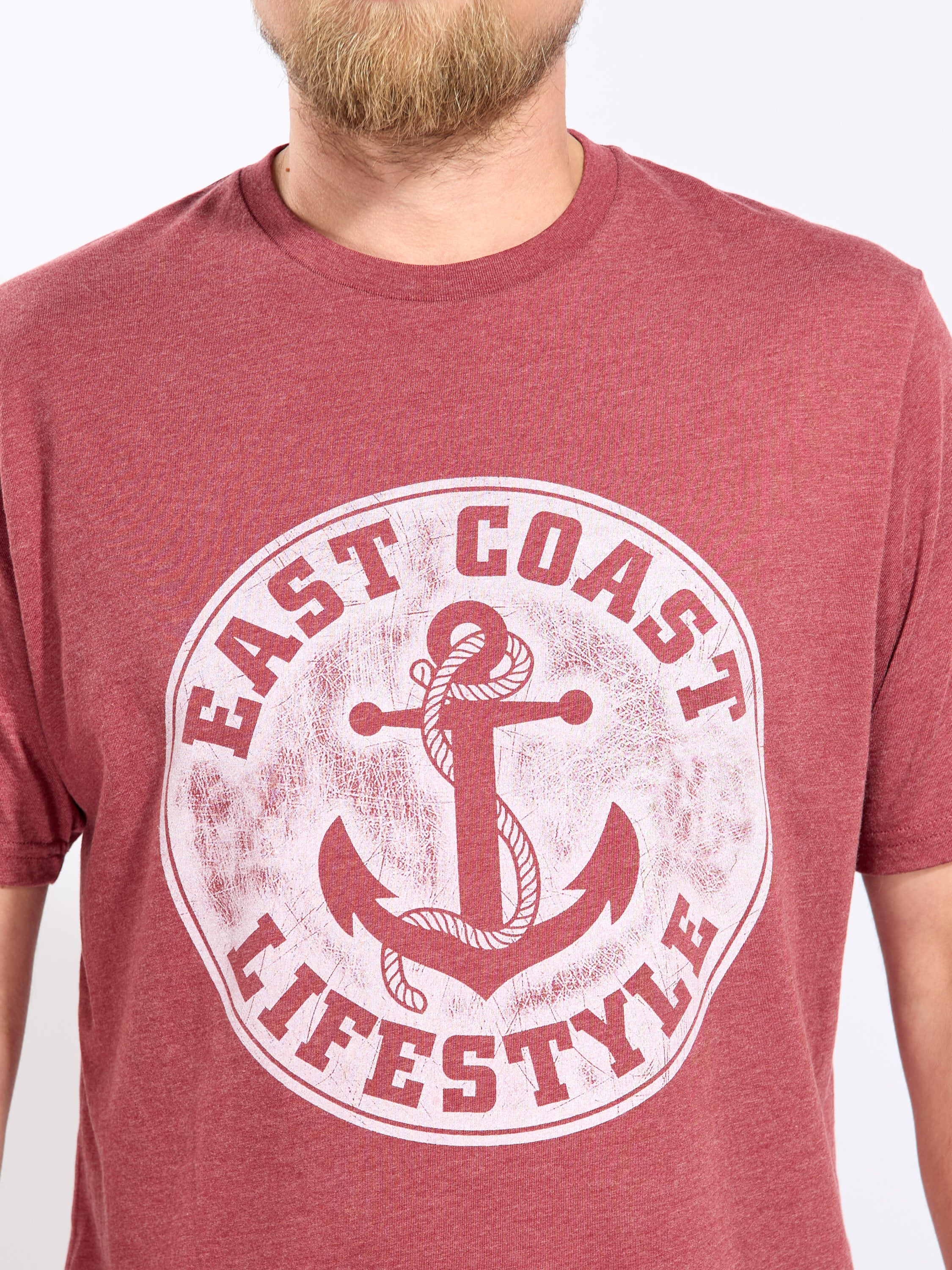 East Coast Lifestyle Distressed Anchor Logo Tee