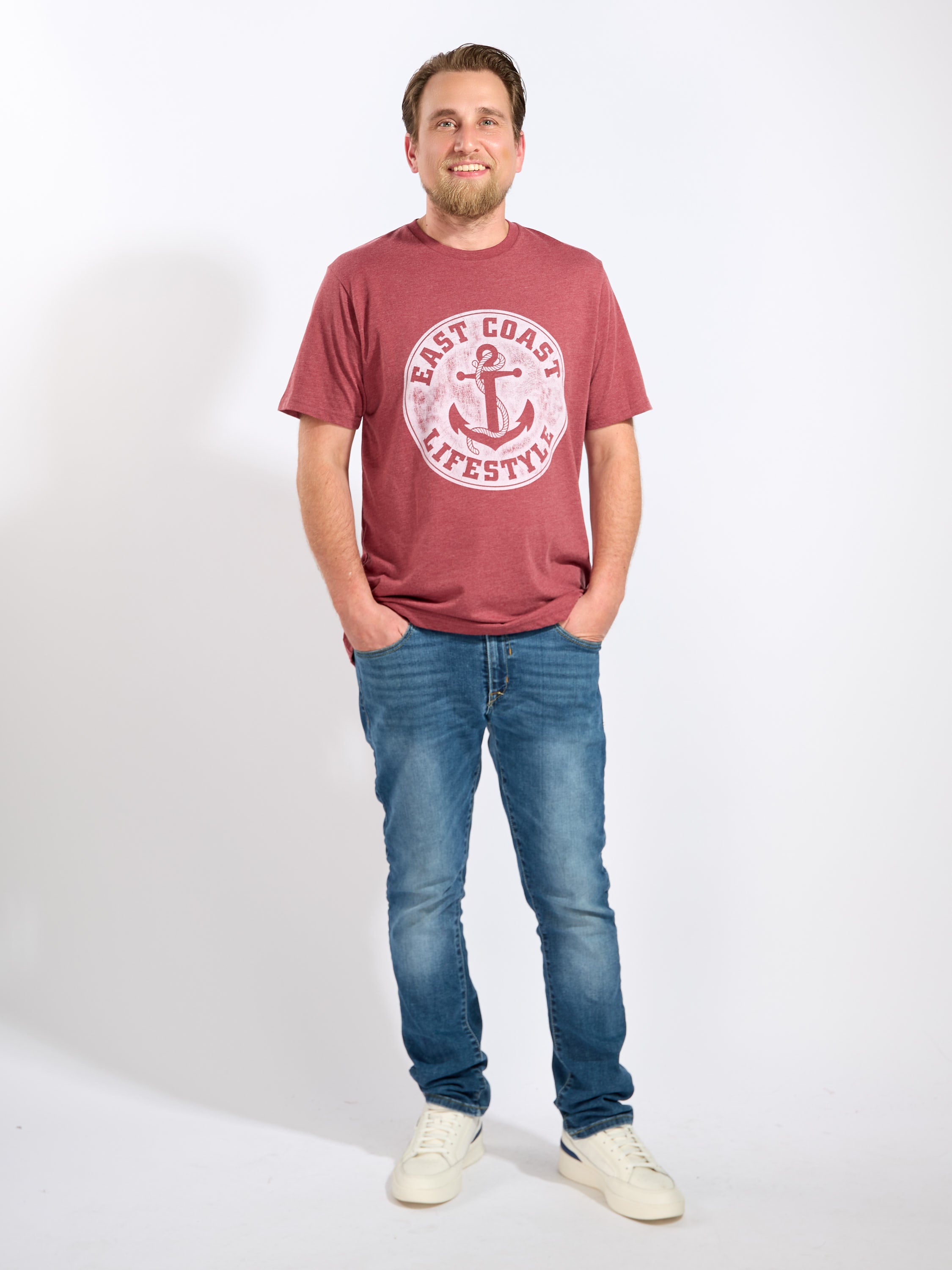 East Coast Lifestyle Distressed Anchor Logo Tee