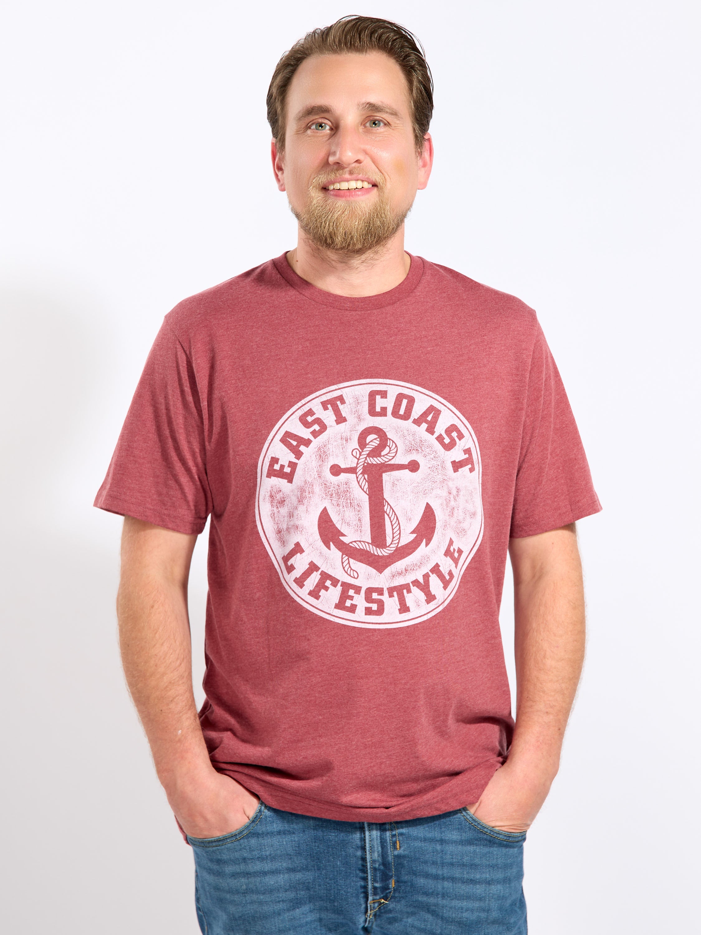 East Coast Lifestyle Distressed Anchor Logo Tee