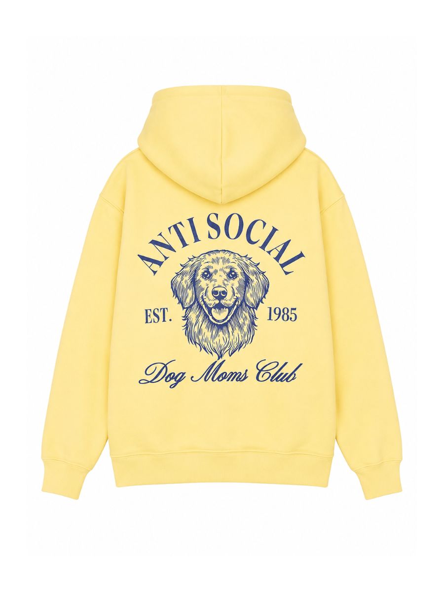 Anti-Social Dog Mom Yellow Hoodie