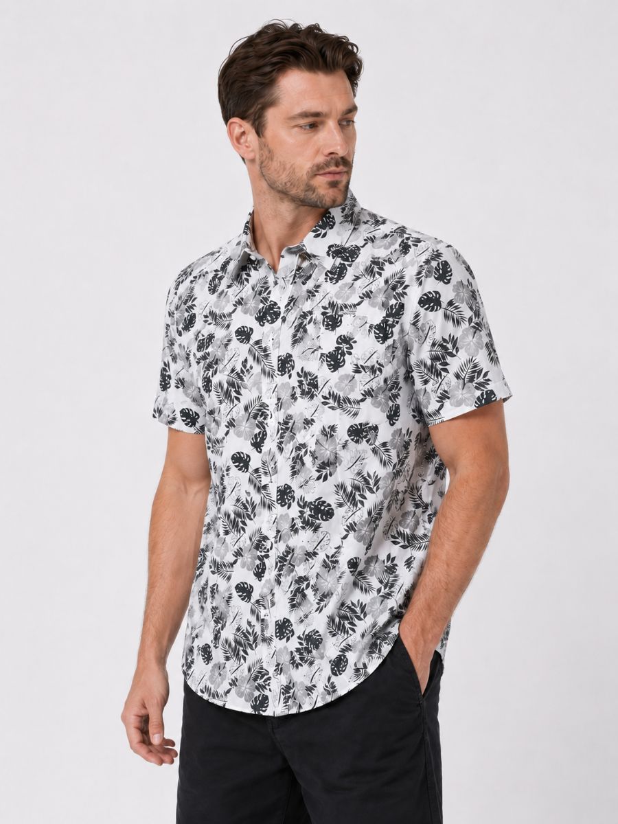 Brad Short Sleeve All Over Print Knit Shirt