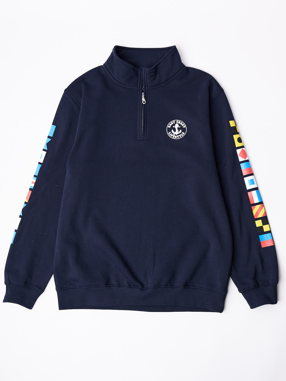 East Coast Lifestyle Boat Flags Sleeve Quarter Zip Sweatshirt