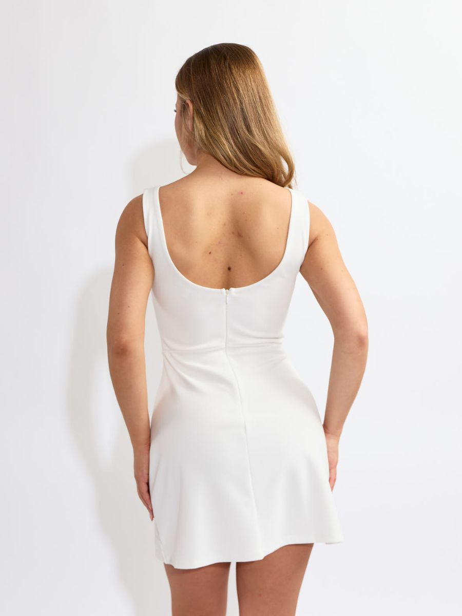 Amara Techno Scoop Back Mini Dress