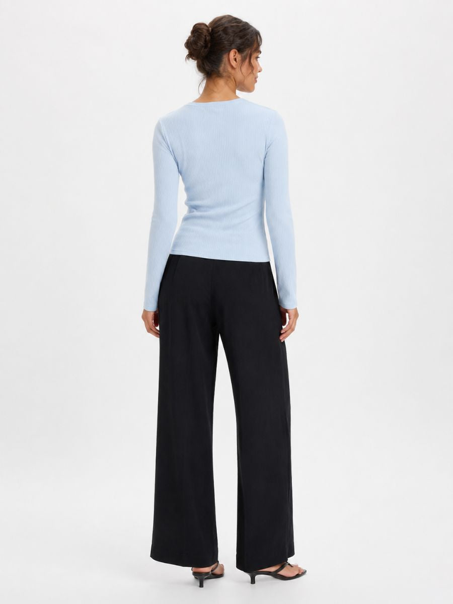 Maisie Pointelle Button Long Sleeve Knit Top