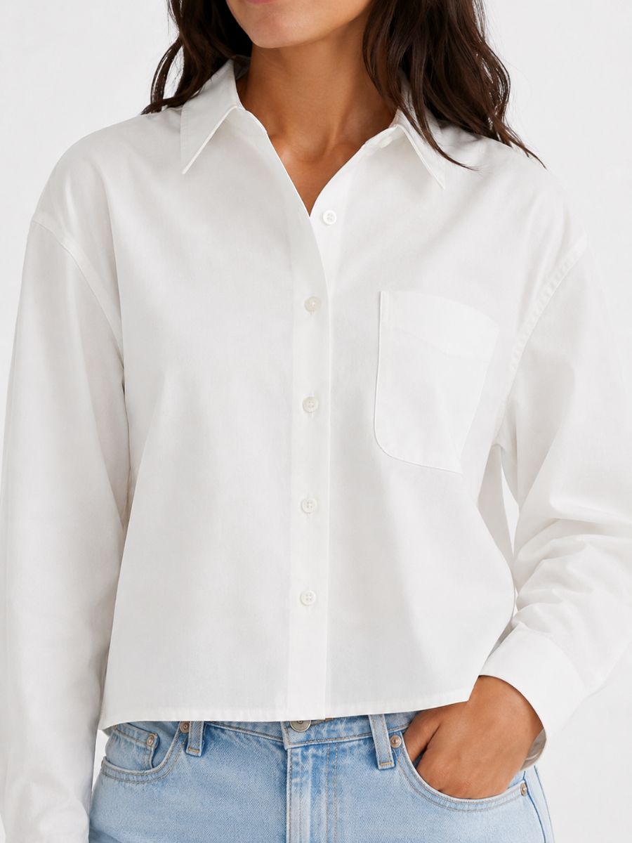 Erin Boxy Oxford Long Sleeve Blouse