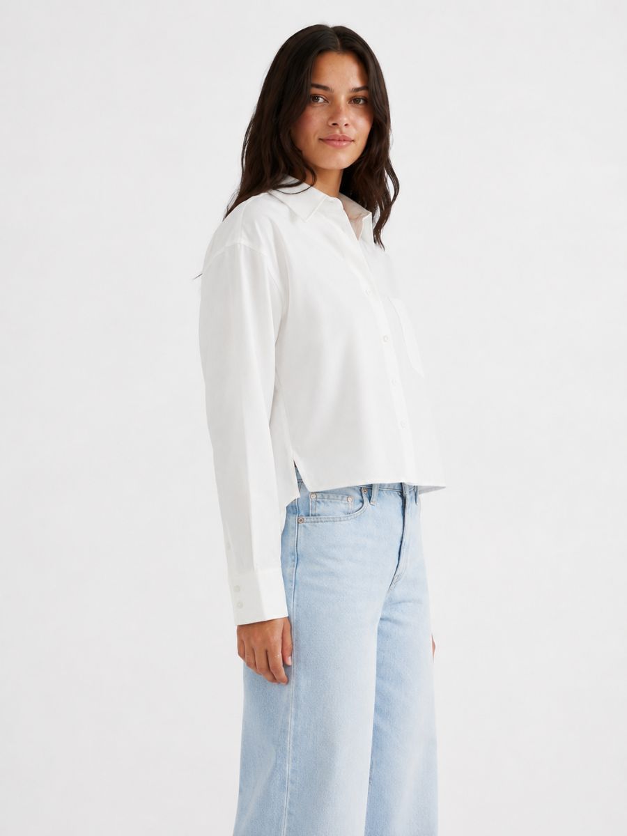 Erin Boxy Oxford Long Sleeve Blouse