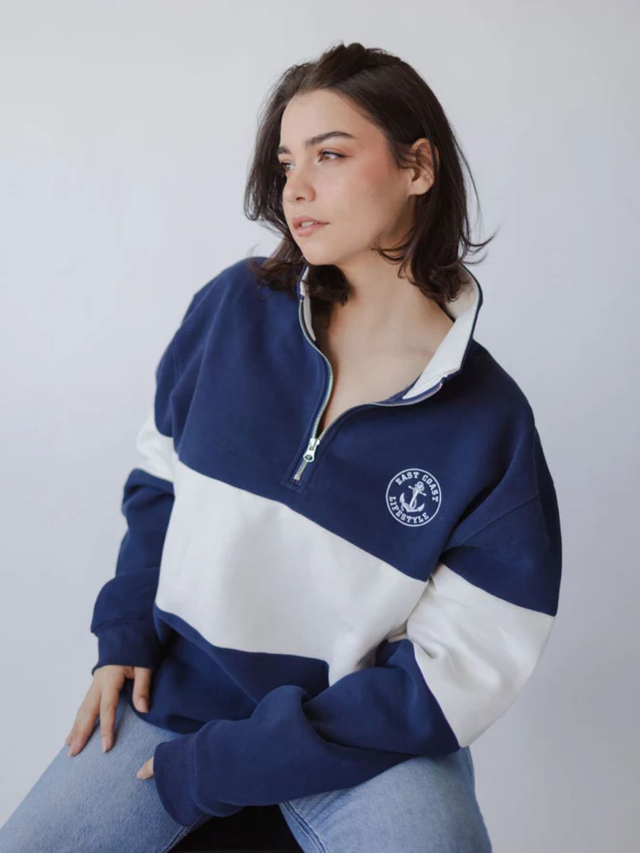 East Coast Lifestyle Colourblock 1/4 Zip Sweatshirt