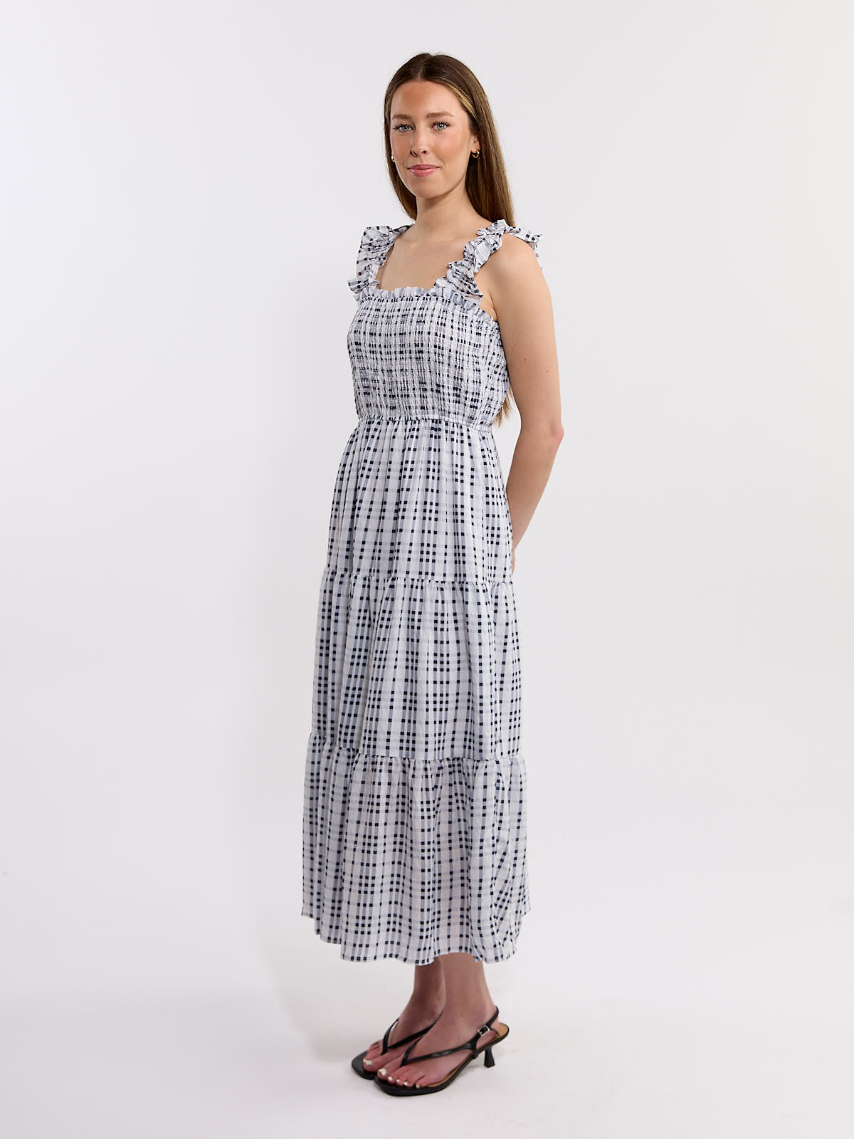 Solene Plaid Midi Dress