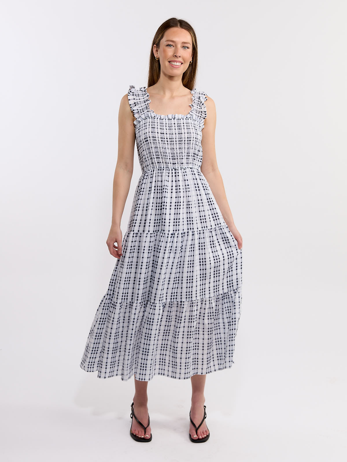 Solene Plaid Midi Dress