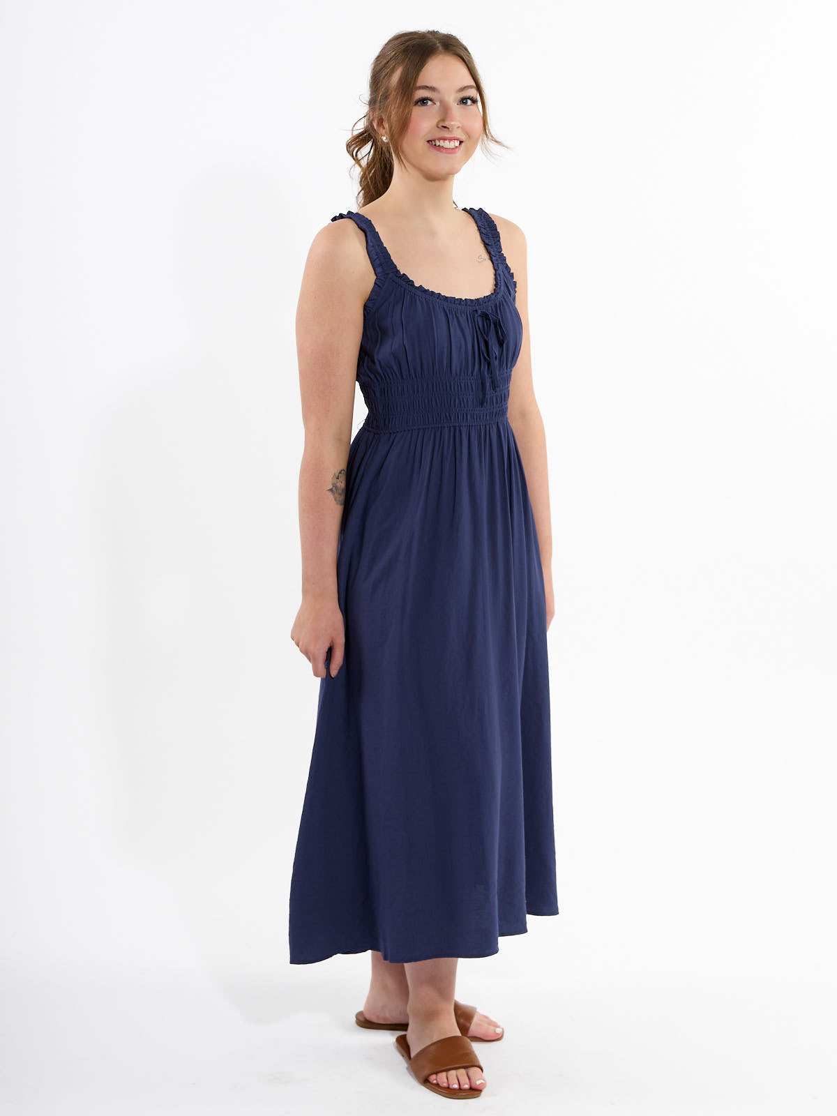 Ida Solid Midi Dress