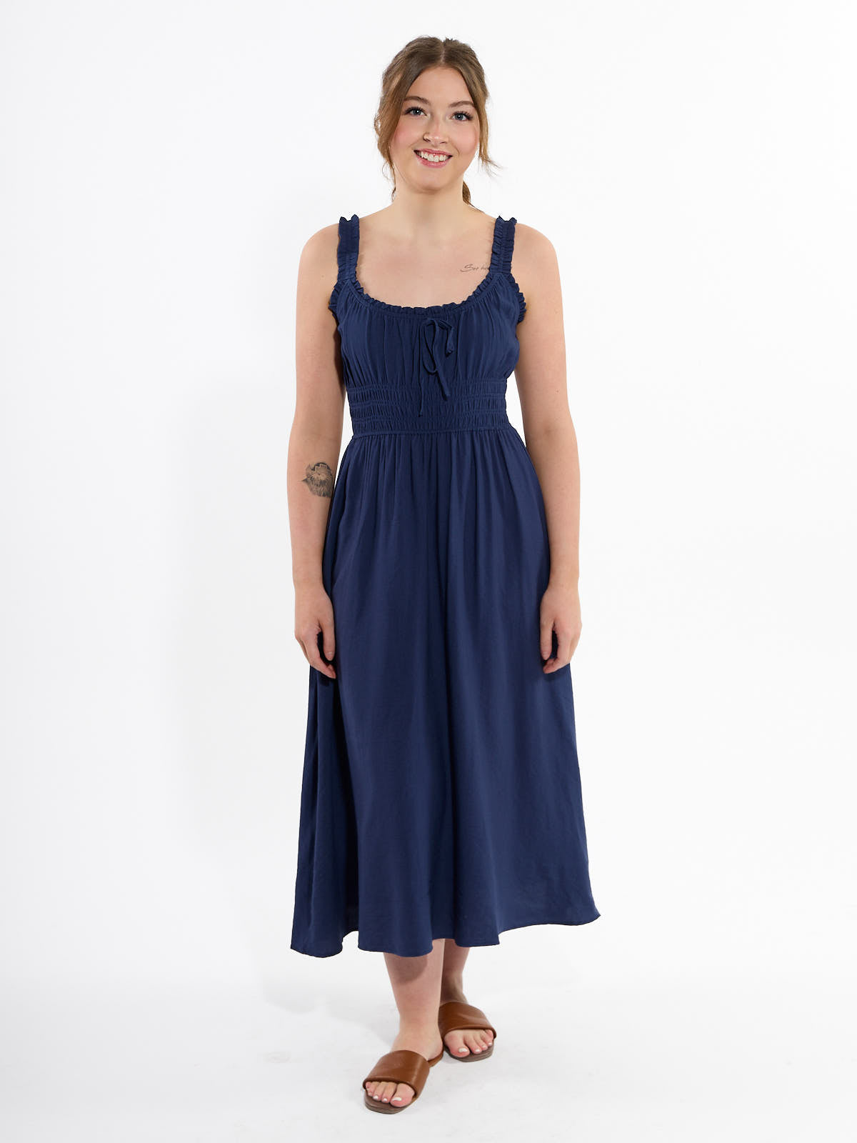 Ida Solid Midi Dress