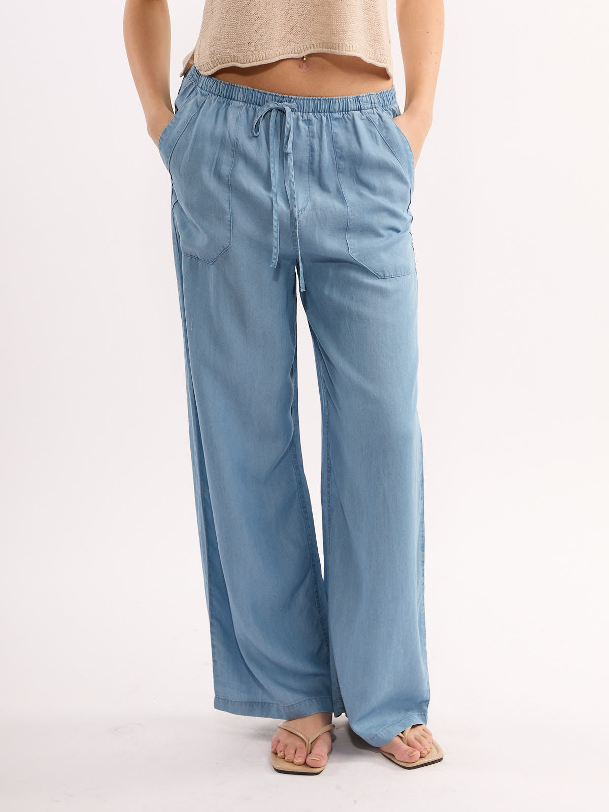 Chambray Wide Leg Pant