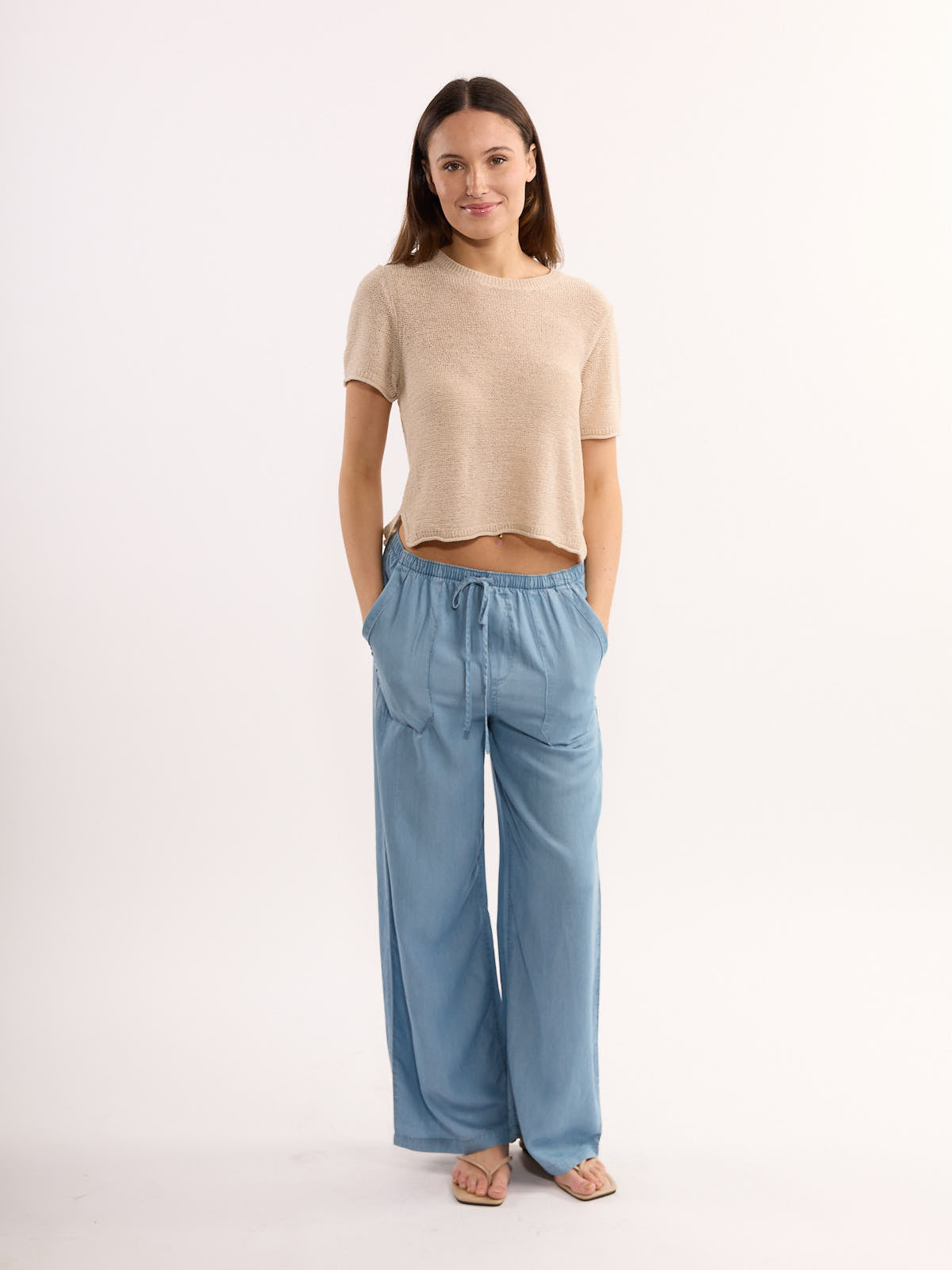 Chambray Wide Leg Pant