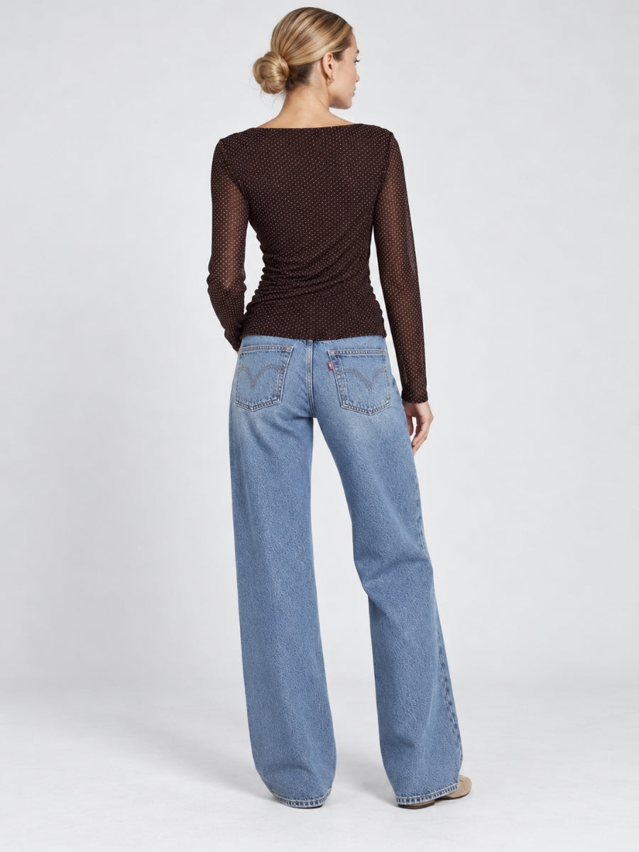Carter Flock Dot Long Sleeve Top