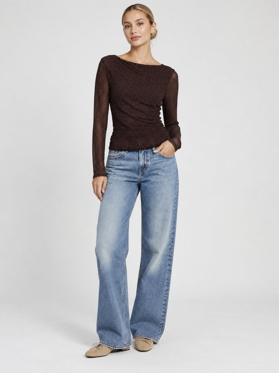 Carter Flock Dot Long Sleeve Top