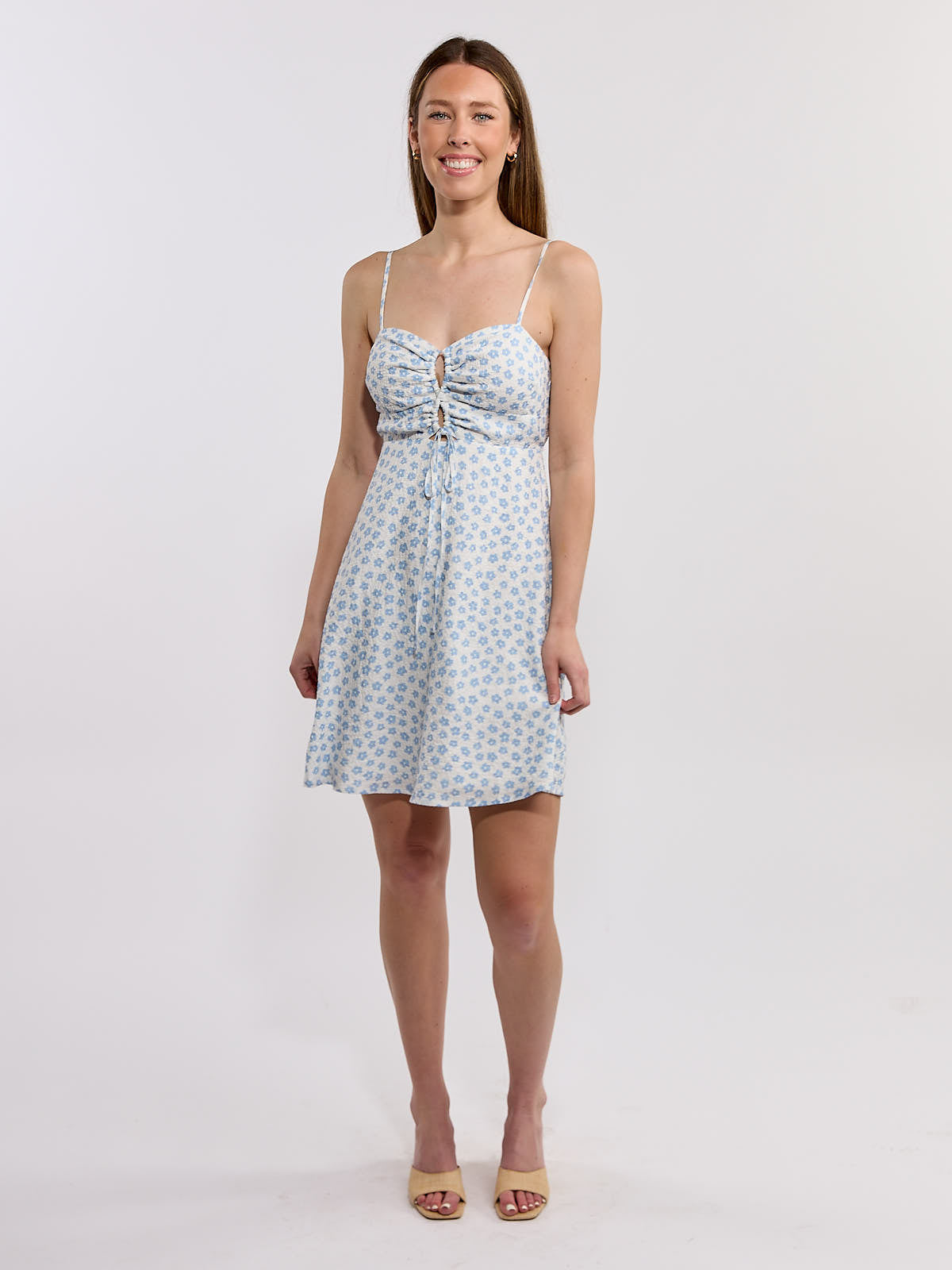 Daisy Front Peep Mini Dress