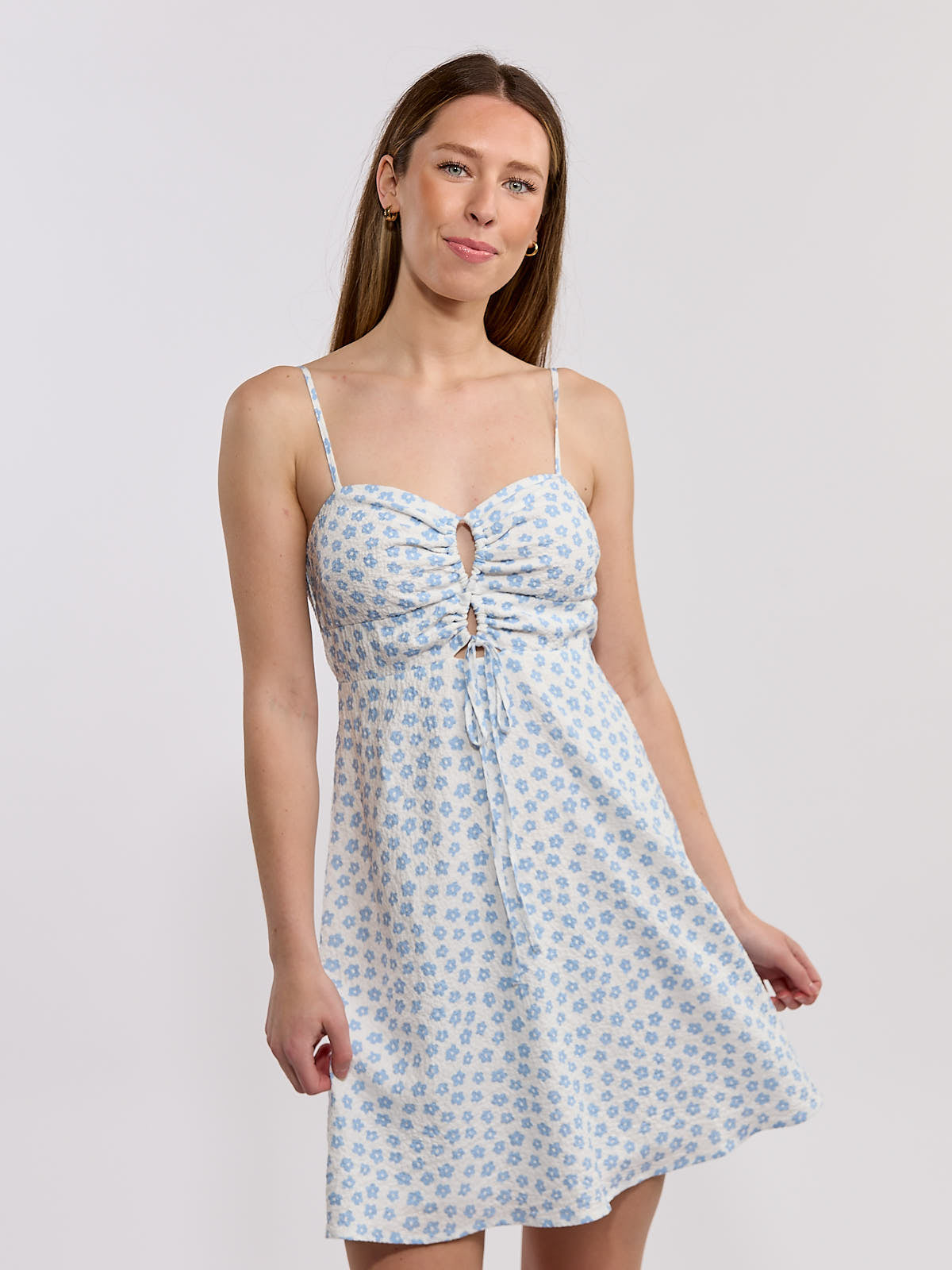 Daisy Front Peep Mini Dress