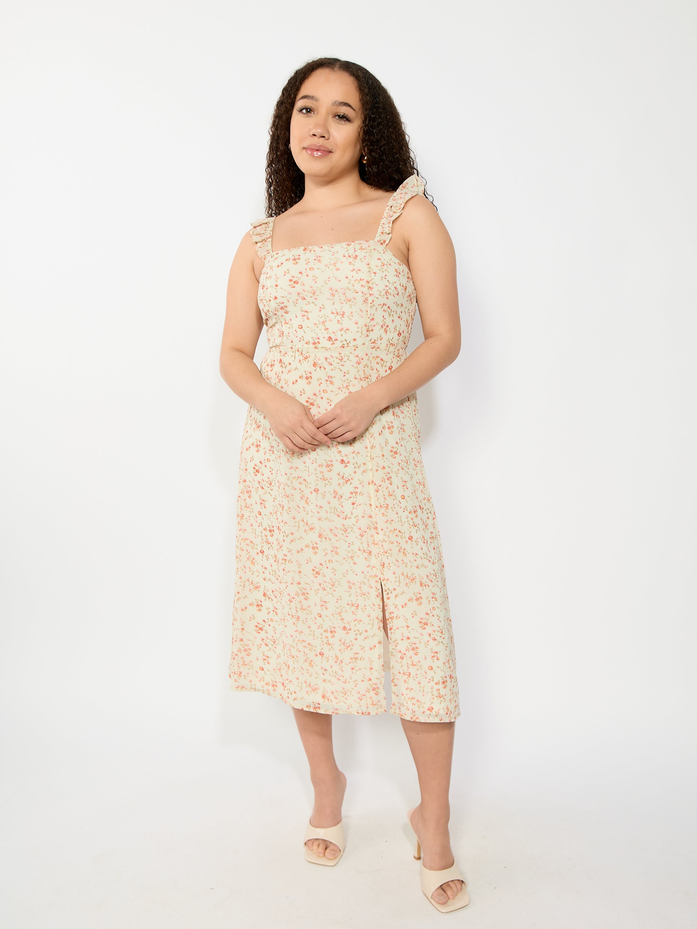 Brandi Ruffle Strap Midi Dress