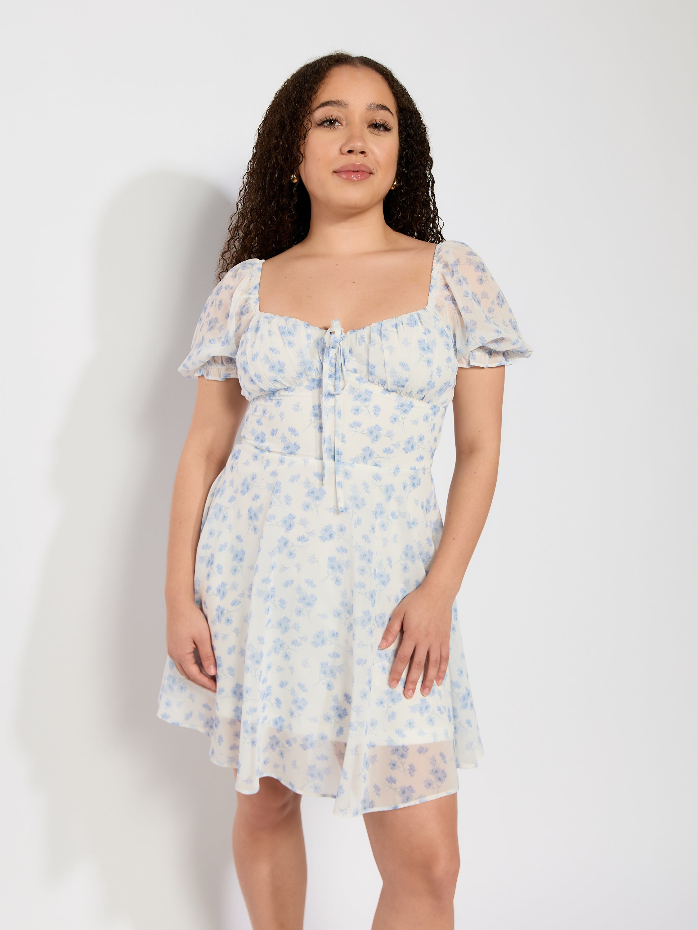 Floral Puff Sleeve Mini Dress