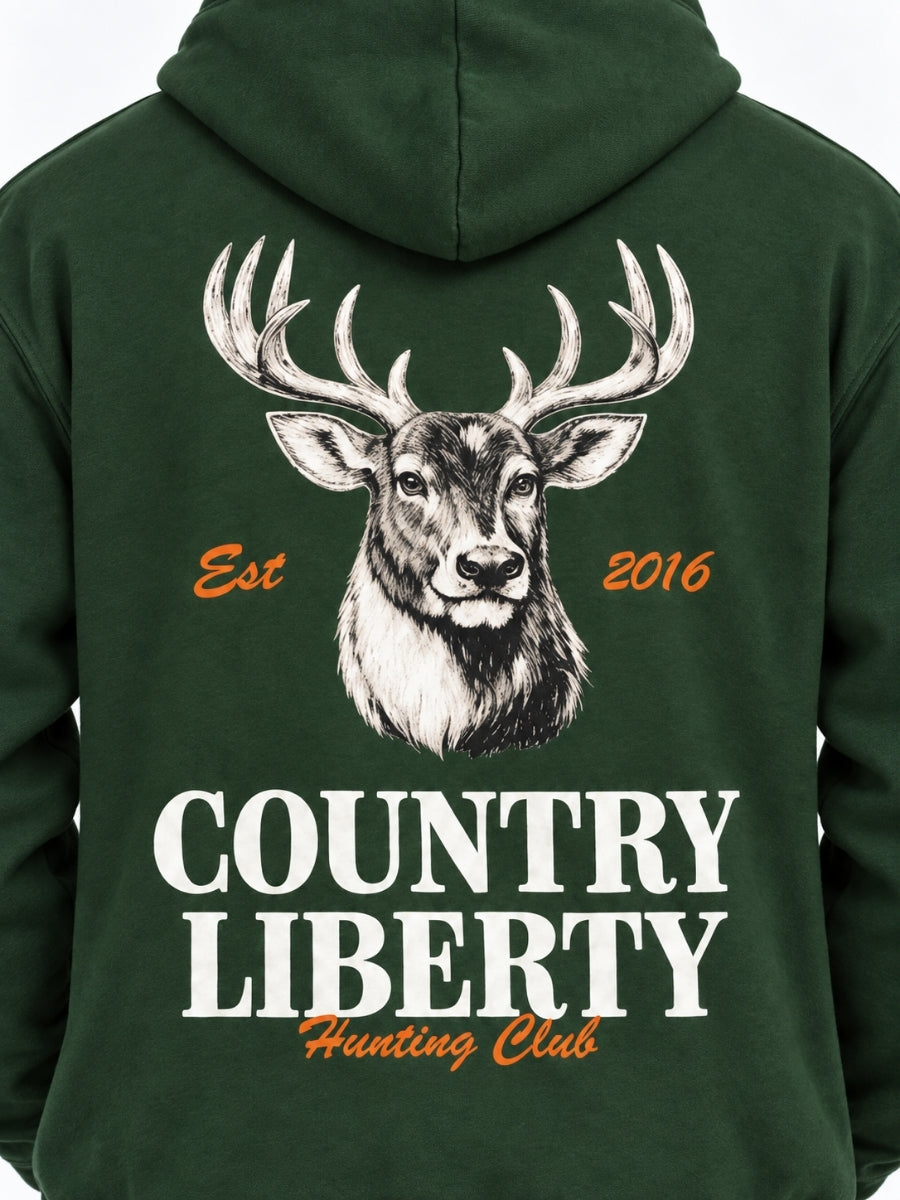 Country Liberty Deer Head Hunting Club Hoodie