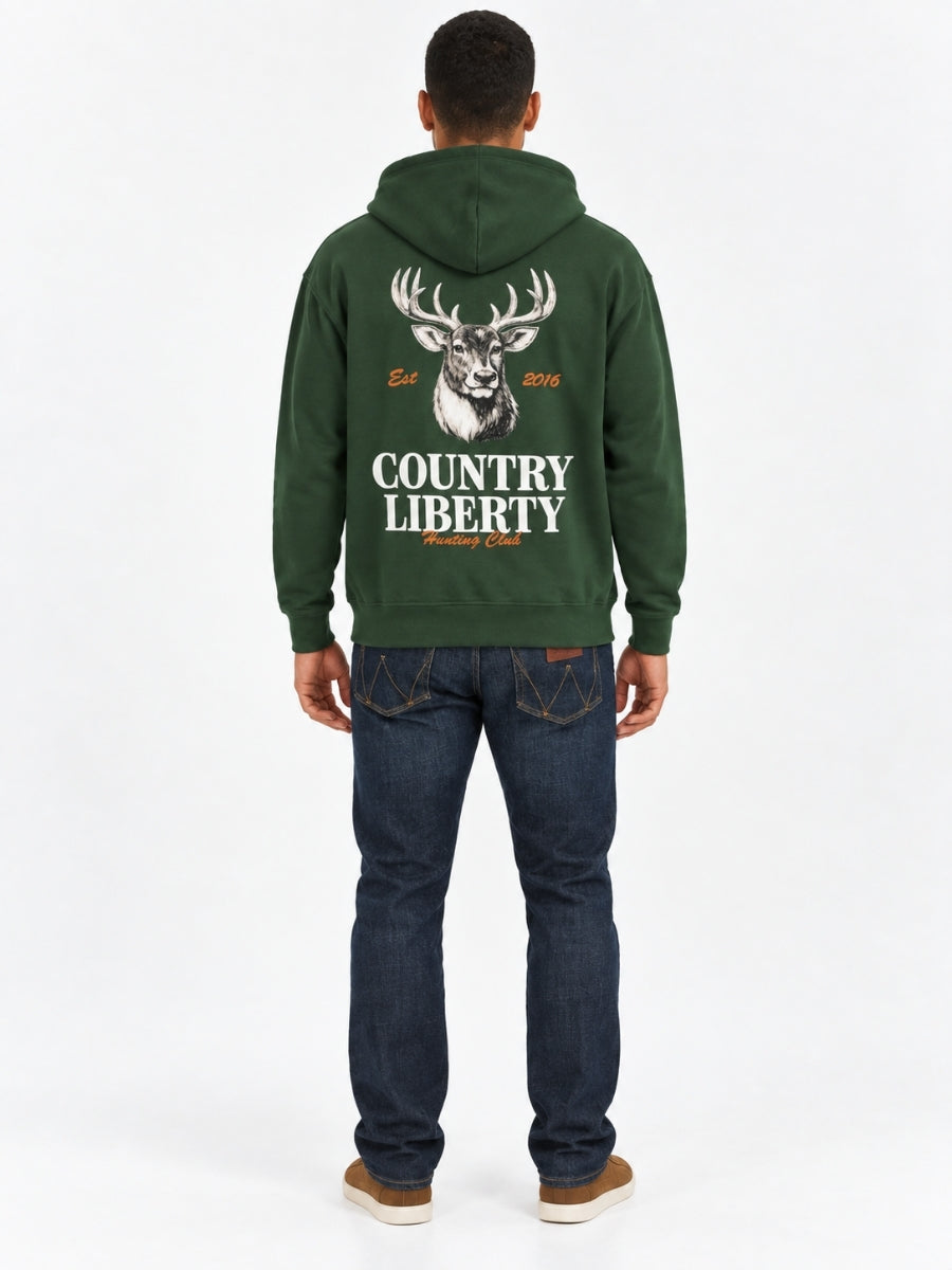 Country Liberty Deer Head Hunting Club Hoodie