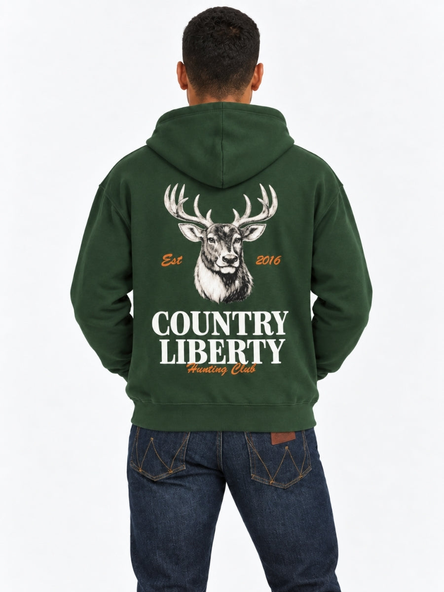 Country Liberty Deer Head Hunting Club Hoodie
