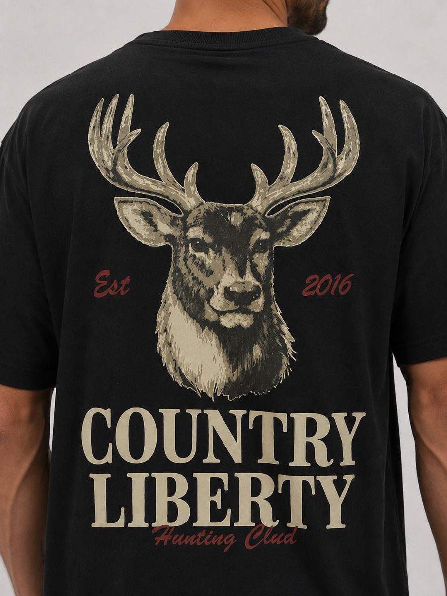 Country Liberty Deer Head Hunting Club Tee