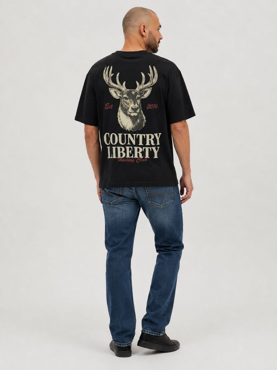 Country Liberty Deer Head Hunting Club Tee